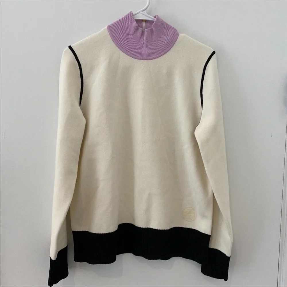 NWT Tory Burch Color-Block Turtleneck XL - Picture 5 of 10